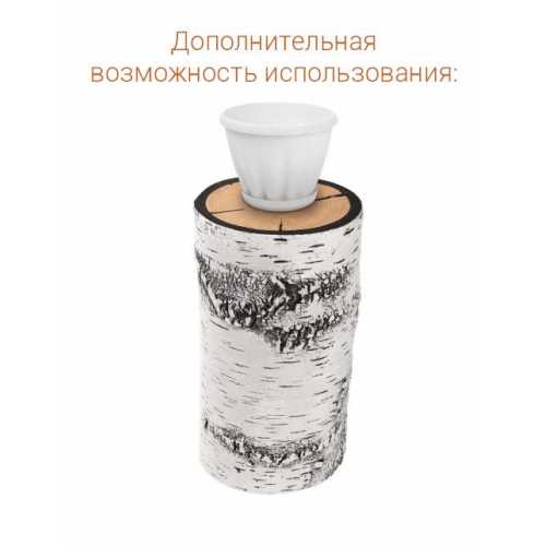 Фото Кашпо-пень "БЕРЕЗА" высокое со вставкой, объем 3.85 л (высота 32 см)
