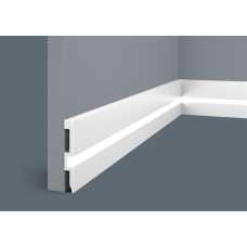 Плинтус напольный Cosca PX059 для подсветки, белый (80х12)