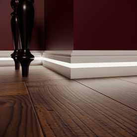 Плинтус напольный с подсветкой LED Evrowood PN 040 Белый, крашеный  (80*12*2000)