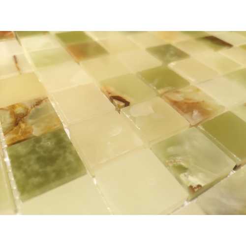 Фото Мозаика из натурального камня Caramelle Onice Jade Verde POL 23х23 (298х298х7 мм)