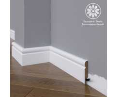 Белый плинтус напольный МДФ Madest Decor модель 06-064-12 крашеный (64х12х2400 мм)
