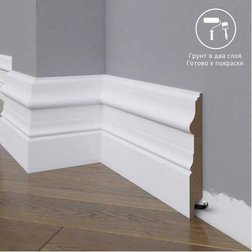Фото Плинтус напольный под покраску 15-136-22 Madest Decor MDF (136х22х2400 мм)