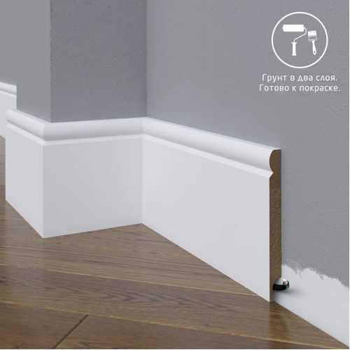 Фото Плинтус напольный под покраску 06-120-10 Madest Decor MDF (129х10х2400 мм)
