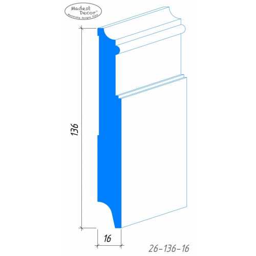 Фото Плинтус напольный МДФ Madest Decor 26-136-16 крашеный по RAL/NCS (136х16х2400 мм)