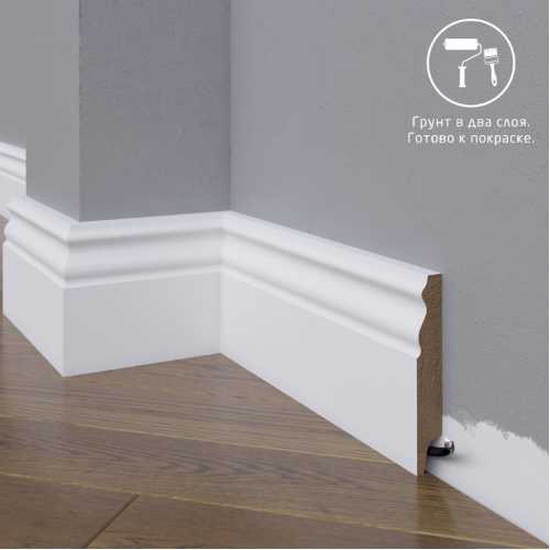Фото Плинтус напольный под покраску 22-100-18 Madest Decor MDF (100х18х2400 мм)